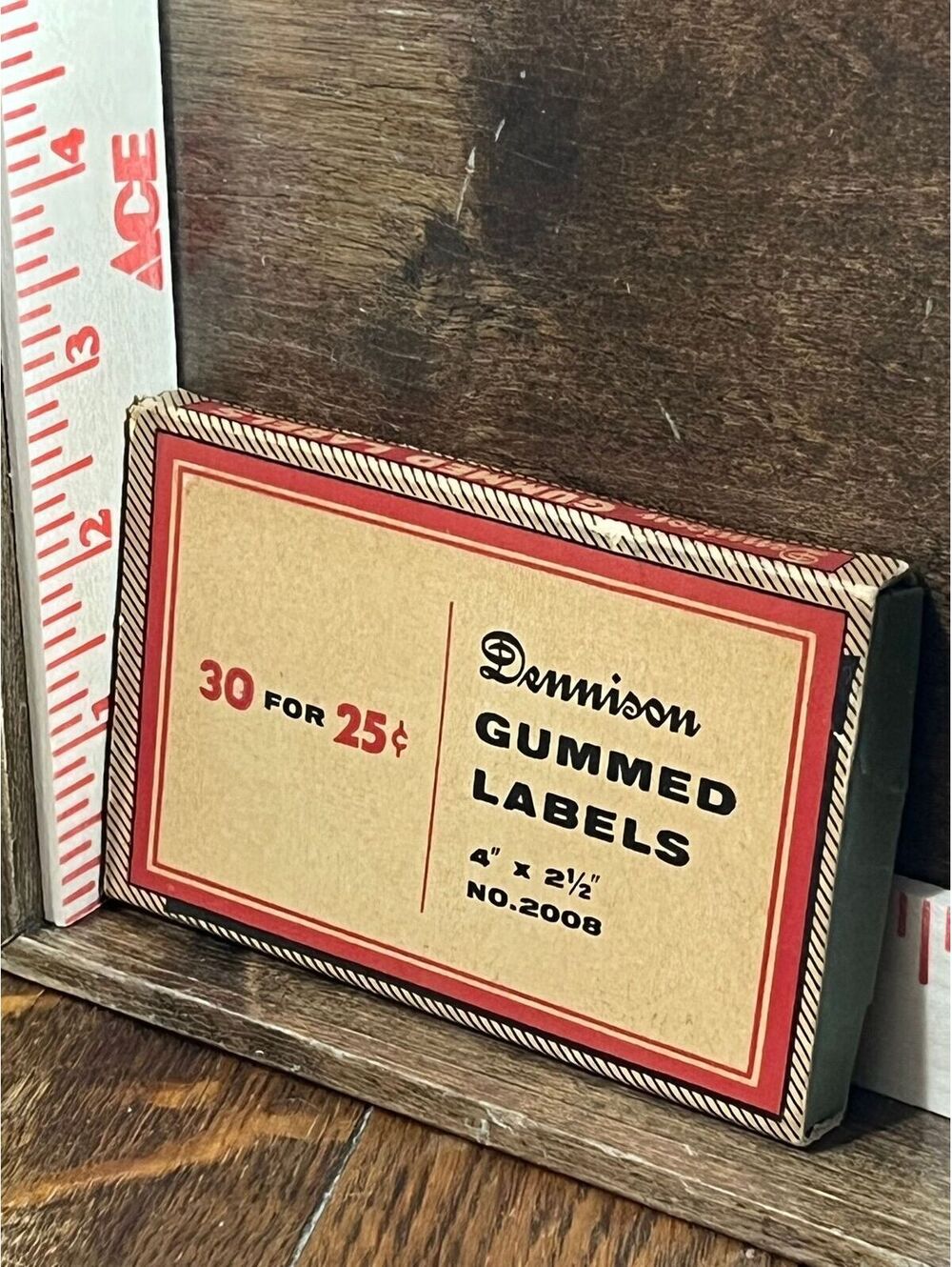 Box of vintage Dennison addressing labels (1950s or 1960)
